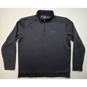 Actual Under Armour Golf Pullover Mens Storm Gray Black 1/4 Zip Fleece Jacket‎